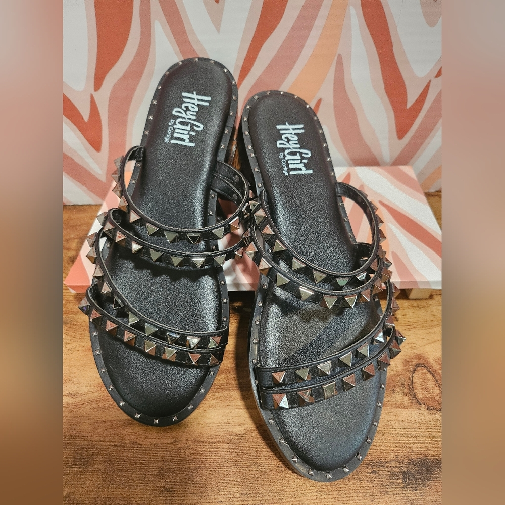 Black Studded Hey Girl By Corky's Sandals
